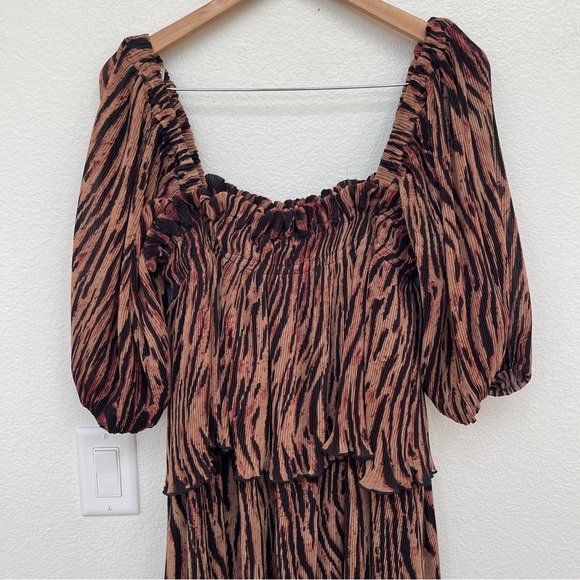 Ganni Georgette Midi Tiger Stripe Midi Dress Size EU40 - Picture 7 of 9